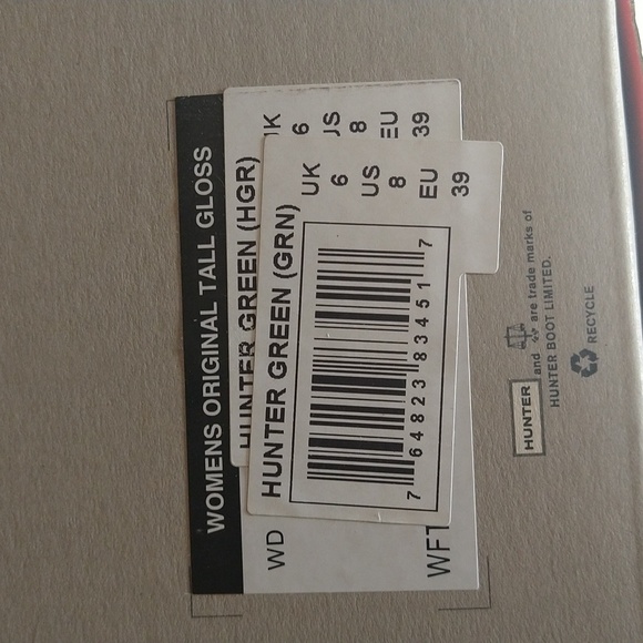 HUNTER ORIGINAL TALL GLOSS RAIN BOOTS Size 8 - Picture 10 of 15